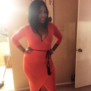 Orange  Wrap Dress ! bebe